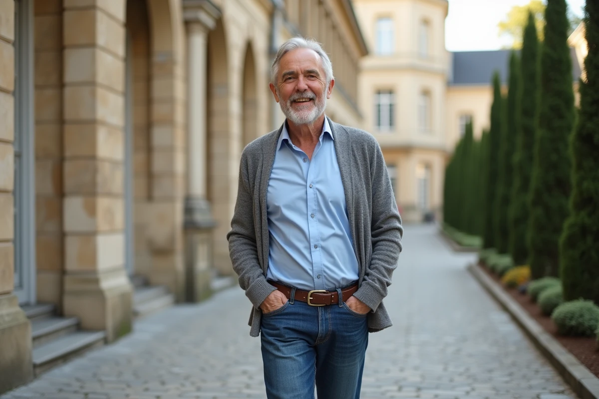 Animateur TV dans une cour parisienne en promenade