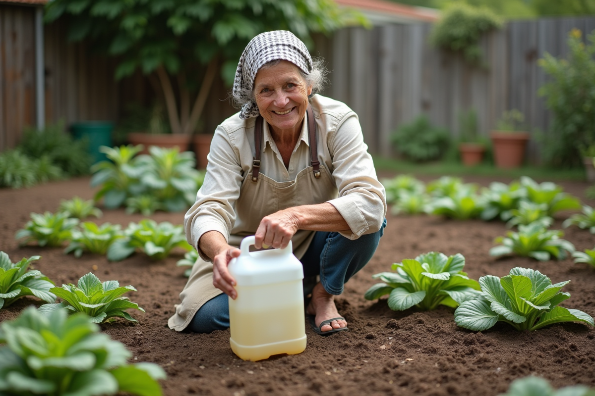 Femme âgée construit un arrosoir à partir d