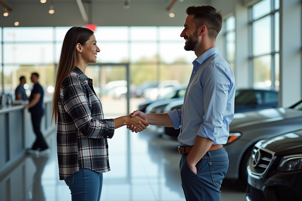 Femme souriante serrant la main d