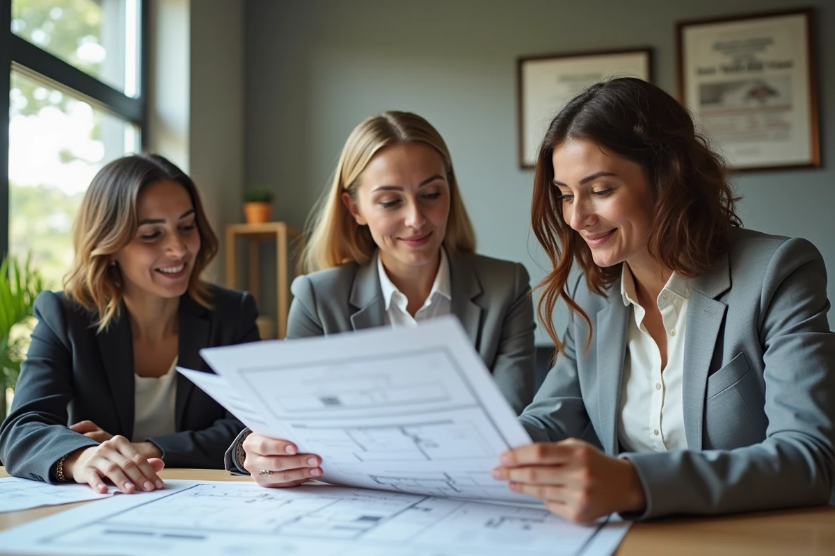 Groupe de professionnels discutant autour d